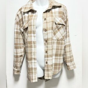 Justify Tan Plaid Shirt Size S